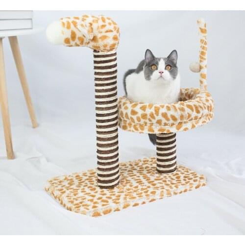 Giraffe Shape Animal Climbing Frame Play Tower Cat Tree House With Scratching Post Board