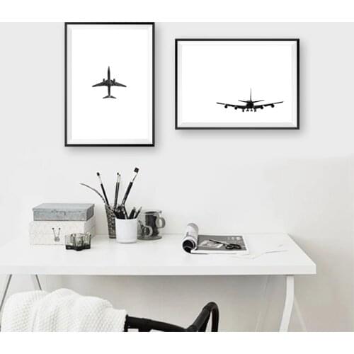 Airplane Photo Wall Art Canvas Painting Black White Large Posters And Prints Scandinavian Wall Pictures Living Room Home Decor