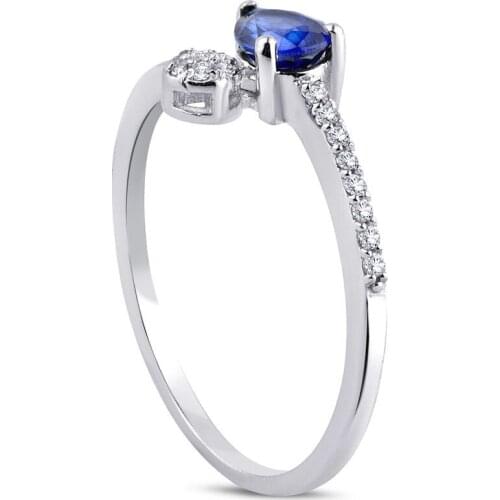 Symbol Gold 0.60 Carat Diamond Sapphire Ring Baguette Chic Jewelry Lover Rings Engagement Anniversary Wedding For Women