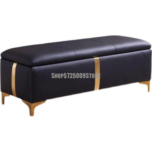 Light Luxury Wear Shoes Stool Leather Can Sit Cabinet At The Door Of Household Clothing Store Storage Strip Small Sofa Bed Tail