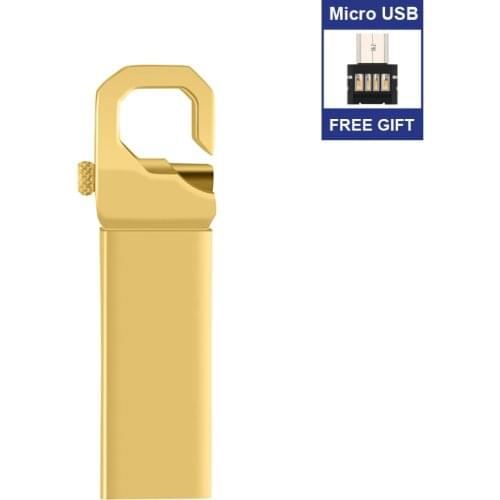 High Quality 128GB pendrive metal USB flash drive 2.0 Pen Drive 8g 16G 32GB 64GB cle usb memory Free type c or micro adapter