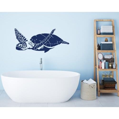 Sea Turtle Wall Decal Sea Underwater Animal Vinyl Wall Decals Bathroom Wall Decor Waterproof Home Decoration Accessories X310