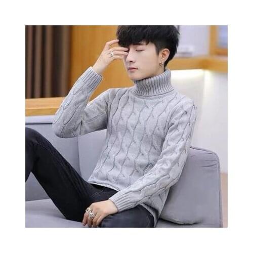 High Neck Knitted Sweaters Knitwear M-3Xl New Mens Thick Turtleneck Sweater Pullovers Male Autumn Winter Solid Color