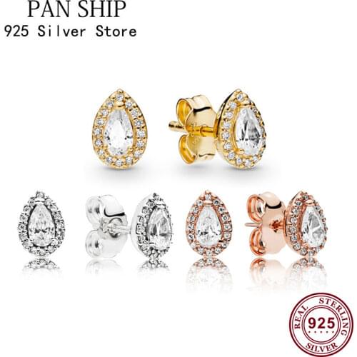 Original 925 серьги Silver Pan Earrings Shining Teardrop Retro Pan Earrings For Women Wedding Gift Fashion Jewelry