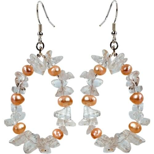 Yacq Pearl Natural Clear Quartz Crystal 925 Sterling Silver Drop Dangle Earrings Custom Handmade Jewelry Gifts for Women Mom