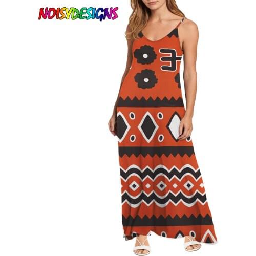 NOISYDESIGNS Women Sleeveless African Kente Printing Sling Dress Simple Dresses Loose Casual Dresses For Women Dropshipping
