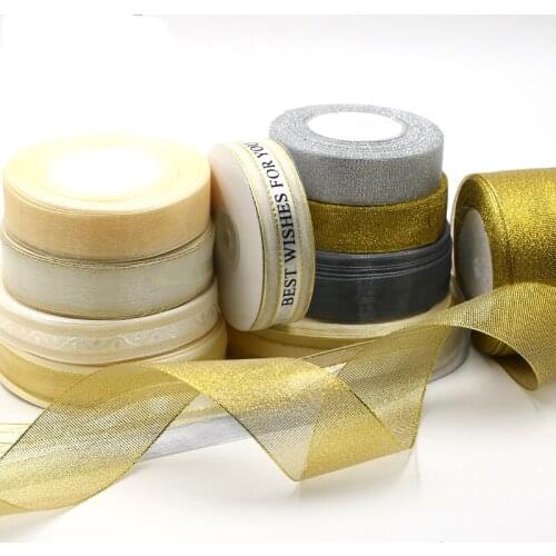 Golden Silver Lace Ribbon Handmade DIY Gift Box Packaging Box Decorative Ribbon Transparent Ribbon Cake Ribbon
