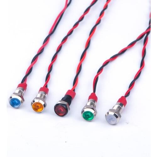 1PC 6mm LED Metal Indicator light 6mm waterproof Signal lamp 6V 12V 24V 220v with wire red yellow blue green white 6ZSD.X
