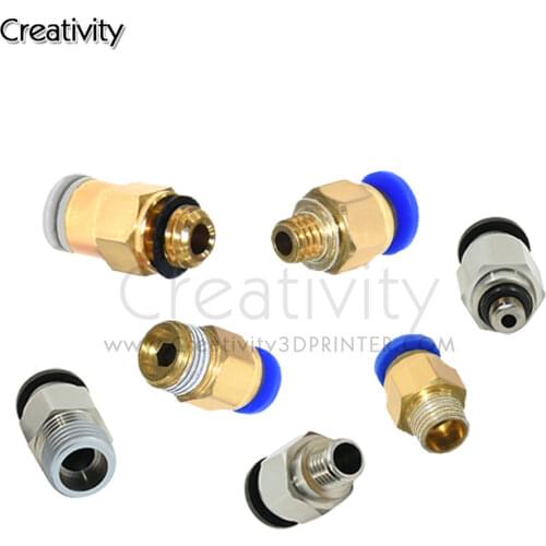 PC4-M6 Pneumatic Straight Connector Brass Part For MK8 OD 4mm 2mm Tube Filament M6 Feed Fitting Coupler for 3D Printers Parts