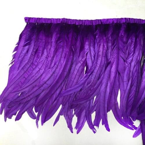 10yards/lot 30-35cm Width Violet Lavender Colour dyeing hanging Feather Fringe /Coque feather Trim/feather Trimming/feathers