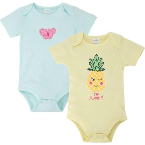 SAILEROAD 2Pcs/Set Girls Fruit Printed Pajamas Baby Kids Onesies Newborn Summer Pijama Infantil Infant Cotton Jumpsuit Clothes