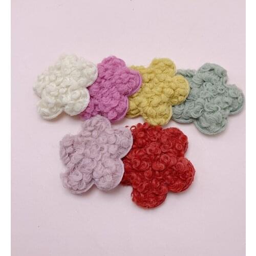 20pcs/lot 5cm furry felt flower Padded Appliques for Children Headwear Hair clip Accessories and Garment Accessories