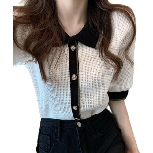 2020 Fashion Women Summer Polo Shirts Knit Short Sleeve Shirts