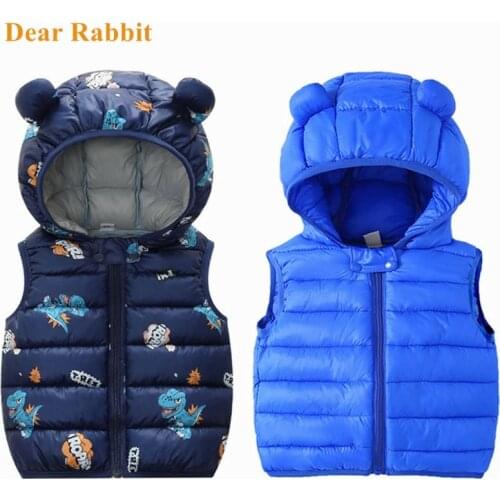 2021 Autumn Warm Down Vest Baby Cotton Waistcoat Kids Outerwear Children Clothing Boys Hooded Jacket toddler girl winter clothes