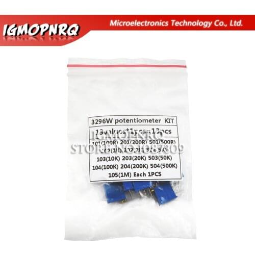 3296W adjustable potentiometer Kit hjxrhgal contains 100R 200R 500R 1K 2K 5K 10K 20K 50K 100K 200K 1M 13kinds*1PCS=13PCS