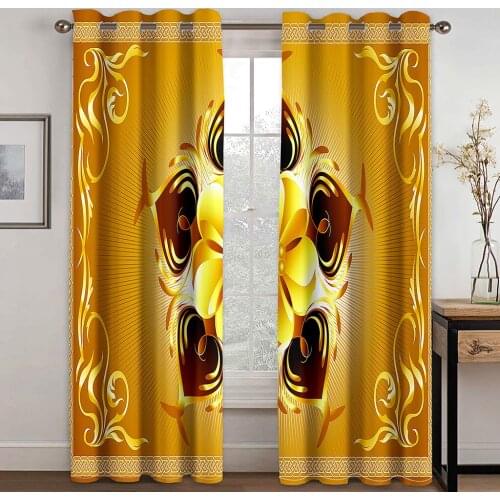 Photo 3D Curtains for Living Room gold flower curtains 3D Window Curtain For Living Room office Bedroom