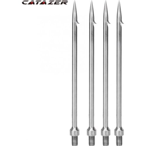 4Pcs Single Prong Fishing Harpoon Stainless Steel Fishing Spear Diving Spear Head Sharp Barbed Hook Fish Fork Fishing Tackle