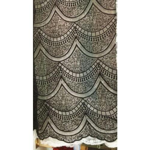 5yards hh001 good quality black beads nice dobby embroidery net mesh french lace fabric for evening dress/wedding