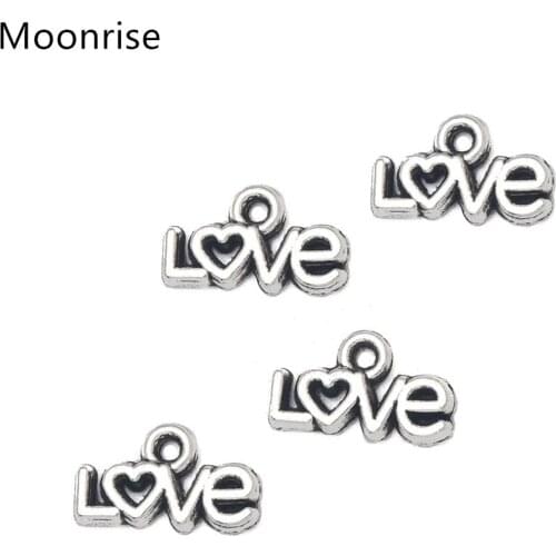 50Pcs Alloy Love Word Charms Pendant Connector for DIY Bracelet Necklace Jewelry Making Accessaries