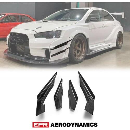 Car Accessories For EVO 10 VRSV2 Wide Style Double Hyper Canard 4Pcs carbon fiber Bumper Splitter Tuning Set