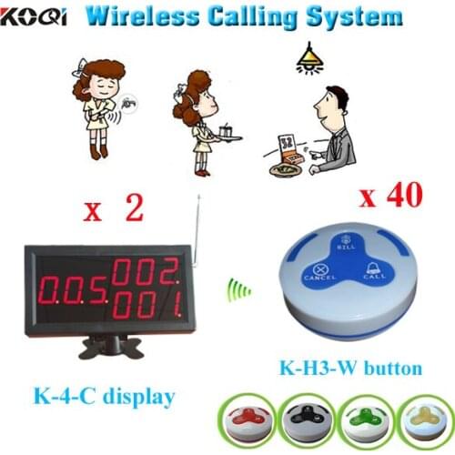 Wireless led number display K-4-C restaurant service call bell K-H3 waterproof bell catering mm call Waiter Pager System