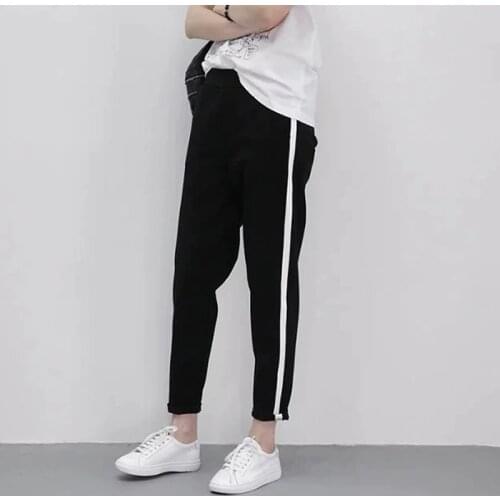 Hot Sale Autumn Harem Pants New Casual Long Trousers For Women Black Side Striped Thin Ankle-Length Pants Female Pencil Pant