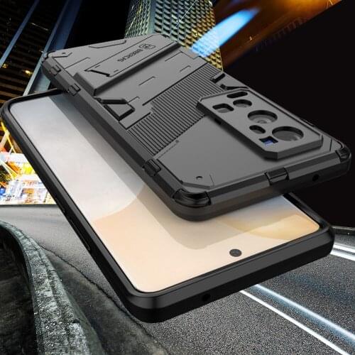 Armor Case for Vivo X60 Pro + X60Pro Plus Camera Protection Back PC & Rubber Silicone Shockproof Kickstand Phone Stand Cover