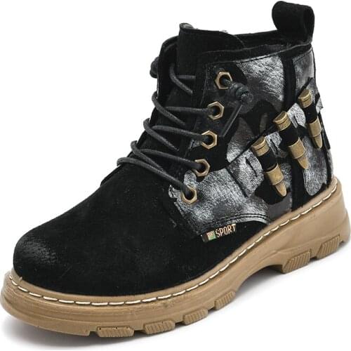 Top Quality Chirldren Snow Boots Fashion Boys Winter Shoes With Plush Genuine Leather Martin Boots For Kids Size 26-39