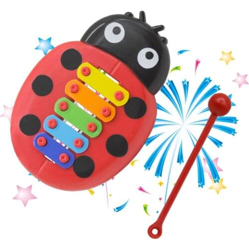Colorful 5 Tones Kids Children Xylophone Glockenspiel Cartoon Ladybird Shape with Mallet Percussion Musical Instrument Toy