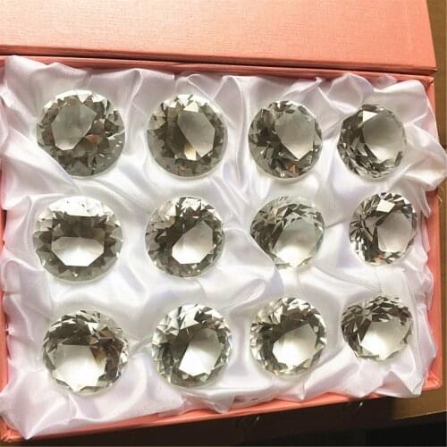 Ship From China 12pcs 30mm Crystal Diamond Paperweight Birthstone Table Decorations Mothers Day Gift With Gift Box