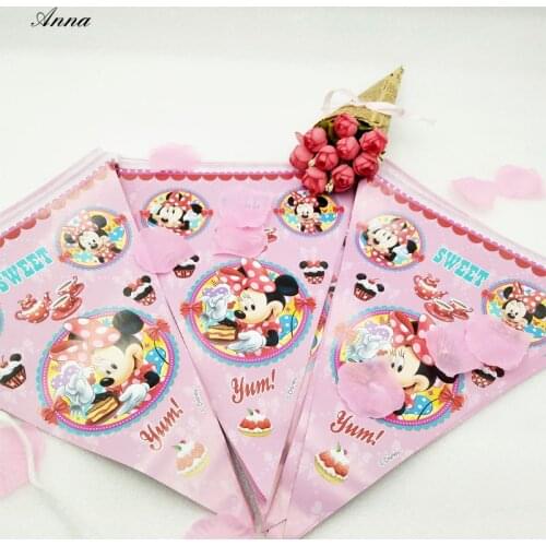 Party Minnie Mouse Flags Per Bunting Celebration Birthday Party Cartoon Flags Baby Happy Birthday