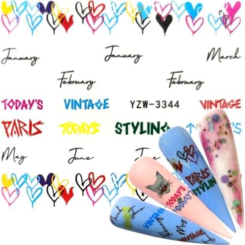 WUF Geometric Nail Water Decals Line Dreamcacher Heart Moon Nail Disign Water Stickers For Nails DIY Nails Art Stickers