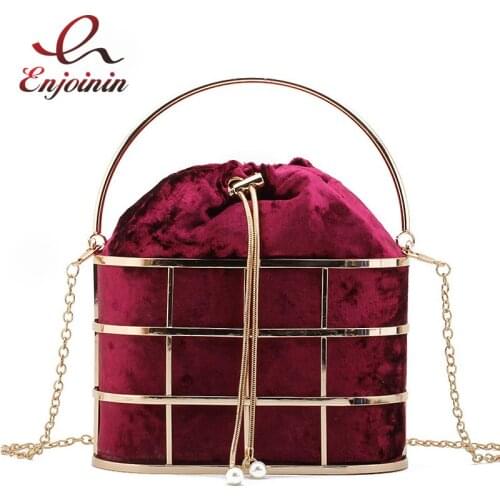 Concise Luxury Party Evening Bag Metal Basket Handbag for Women Fashion Purses Shoulder Bag Wedding Designer Bag Hollow Out Bag