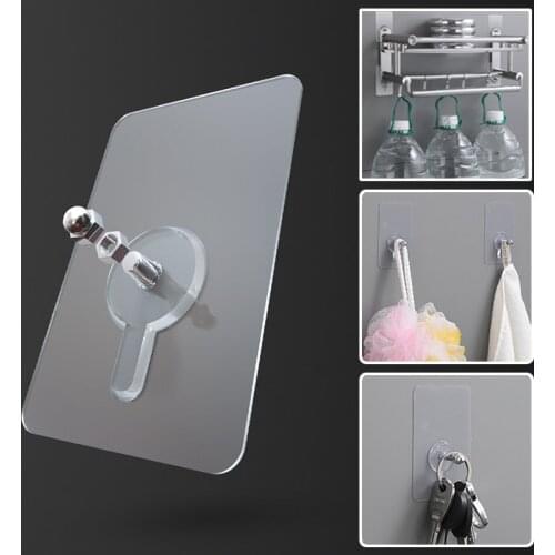 Punch-Free Sticky Hook Bathroom Wall Hooks Free-nail Wall Hanger Self-adhesive Towel Holders Kitchen Bedroom Hanging Hook