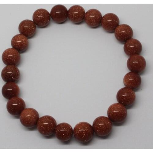 Mini.order is $7! 6-12mm Gold Sand Stone Bracelet Round DIY Jewelry Making Beads 7.5"