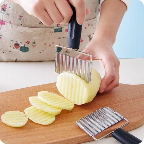 Stainless Steel Potato Wavy Cutter French Fries Potatoes Chips Knife Vegetable Fruit Carrot Slicer Kitchen Tools