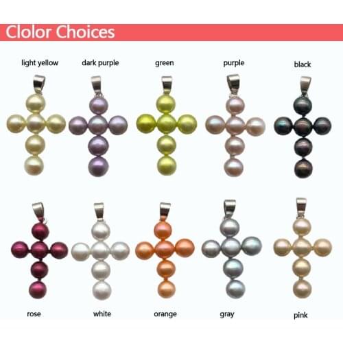 Rare New Natural White Pearl Cross Pendants