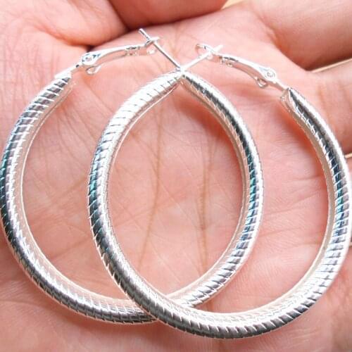 Wholesale High Quality Jewelry 925 jewelry silver plated Spiral Round 50X50MM Earrings for Women best gift