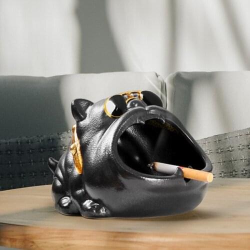 European Ceramic Household Cartoon Dog Ashtray Prevent Wind and Dust Small Change Storage Cute Animal Ashtray Vintage Home Decor