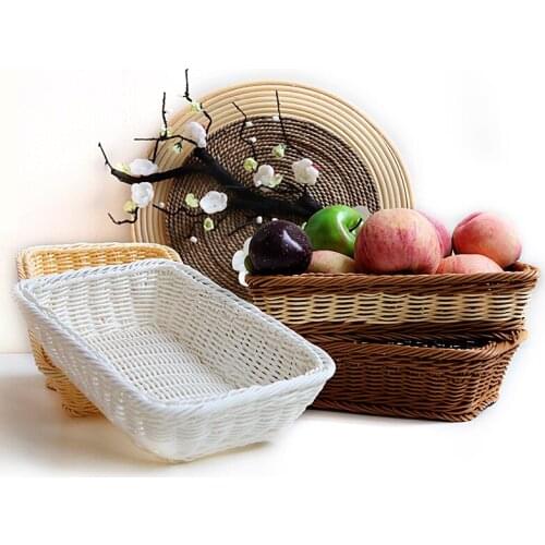 Rattan Woven Bread Basket Snack Basket Supermarket Display Storage Basket Square Rattan Fruit Basket