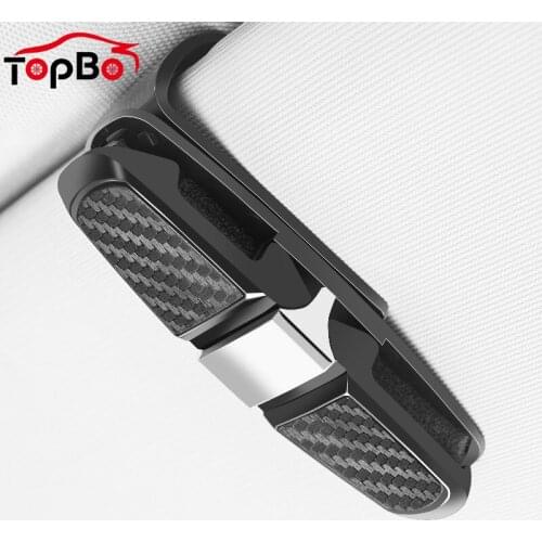 Portable Car Sun Visor Sunglasses Holder ABS Carbon Eyeglasses Fastener Clip Glasses Cases Ticket Card Clamp Auto Accessories