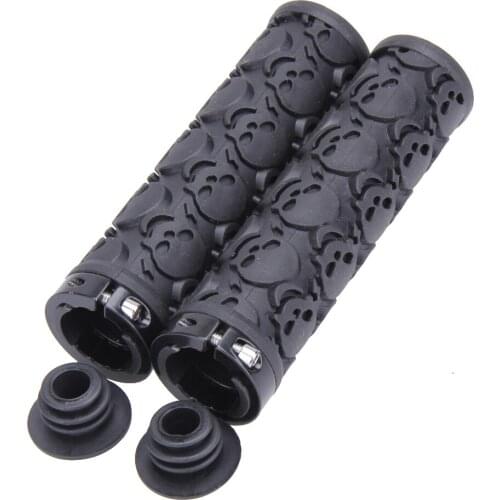 Rubber Bicycle Handlebar Grip MTB Mountain Road Bikes Anti-slip Lockable Handle Grips Skull Style Sponge Bike Accessories Parts