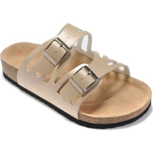 Luxury brand leather cork rubber sole two pin buckle sandals summer outdoor cool essential sandals with box