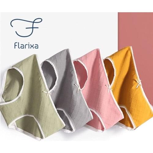 Flarixa 3Pcs Seamless Womens Panties Cotton Mid Waist Bowknot Sexy Lace Lingerie Breathable Girly Briefs Plus Size Underwear