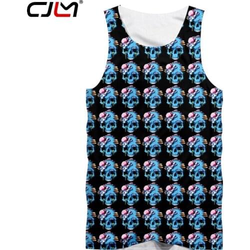 UJWI New 3D Black Skull Man Tank Top Printed Scary Brain Pattern Mens Hip Hop Paved Unisex Oversize