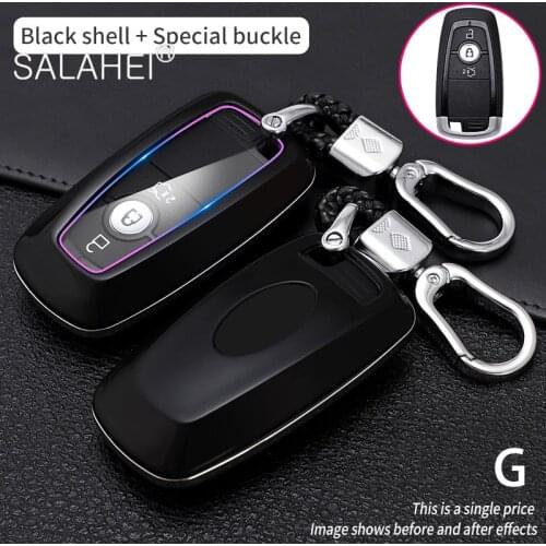 Car Key Case Protector For Ford Mustang 2018 EcoSport 3 Buttons Smart Remote Fobs Shell Cover Keys Bag Keychain Auto Accessories
