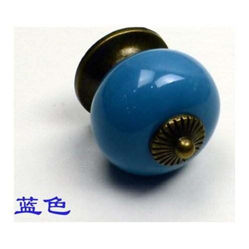 10pcs/lot Ceramic knob for Kids/ Children, Kitchen Blue Ceramic Door Cabinets Cupboard knob and handles Dia 34mm