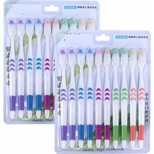 10 Pcs Adult Soft Hair Toothbrush Family Bamboo Charcoal Soft Hair Couples Adult Toothbrush Combination Man Women Tooth Brushes