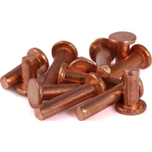 2pcs M5 flat head copper rivet Copper nail solid rivets round cap screw 6-40mm length
