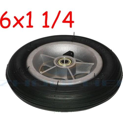 6X1 1/4 6 inch pneumatic tire inner tube with 4 inch aluminum rim for gas electric scooter electric bicycle folding bicycle